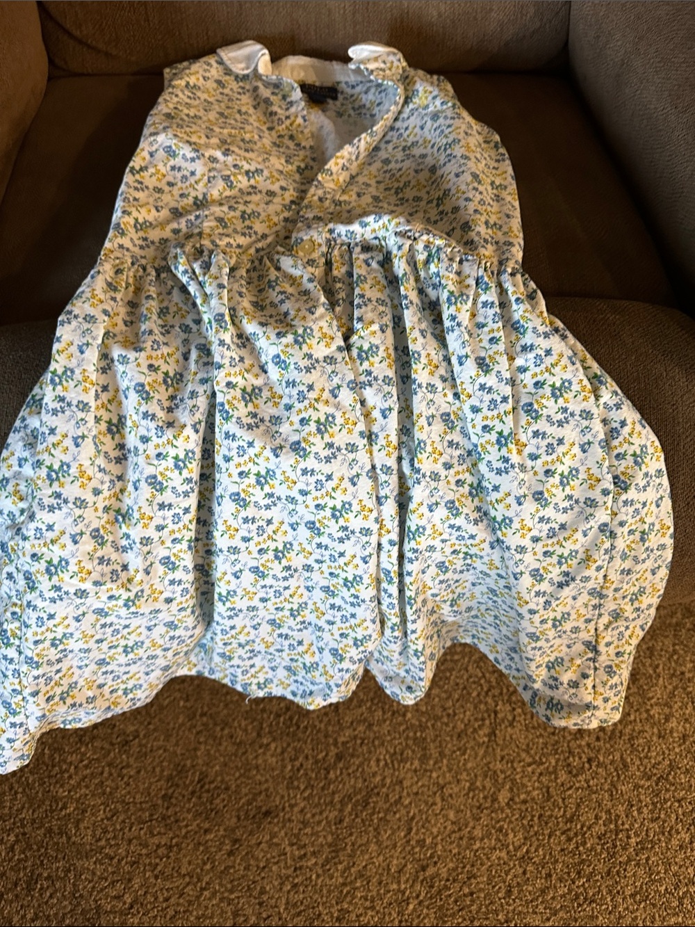 Polo by Ralph Lauren White Cotton Floral Skirt with Blue & Yellow Print